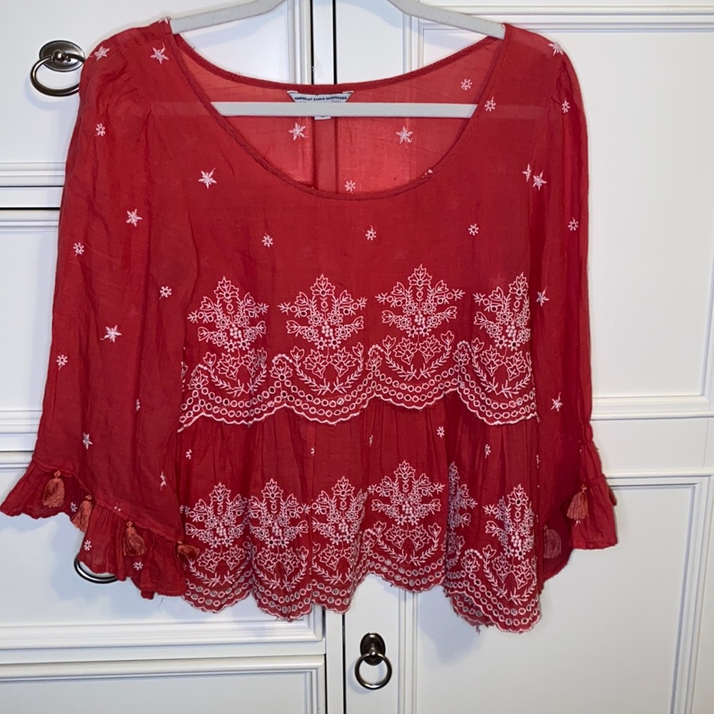 American Eagle 3/4 Sleeve Bohemian Top